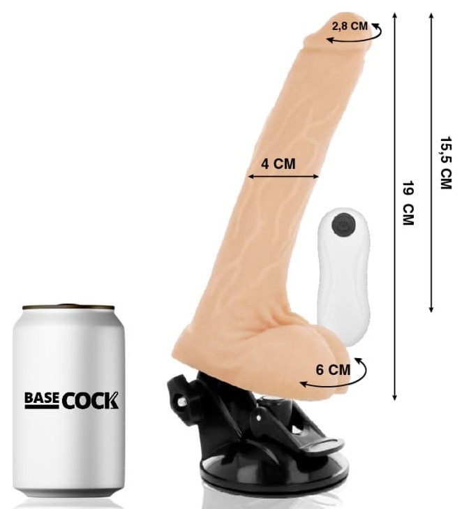 Realistický vibrátor 19 cm s přísavkou a dálkovým ovladačem